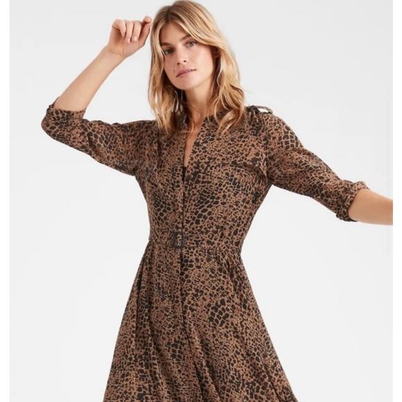 BANANA REPUBLIC SIZE 2 WOMEN'S HERITAGE SHEER BROWN LEOPARD PRINT MAXI DRESS - Picture 1 of 9